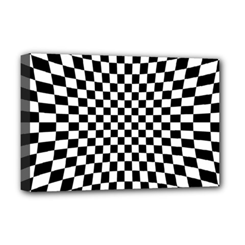 Illusion Checkerboard Black And White Pattern Deluxe Canvas 18  X 12  (stretched)