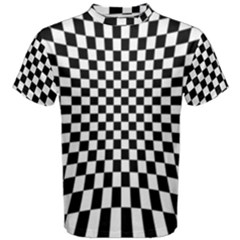 Illusion Checkerboard Black And White Pattern Men s Cotton Tee