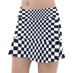 Illusion Checkerboard Black And White Pattern Classic Tennis Skirt by Zezheshop