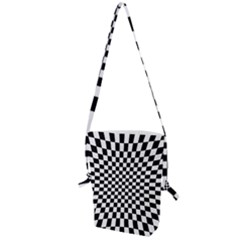 Illusion Checkerboard Black And White Pattern Folding Shoulder Bag by Zezheshop