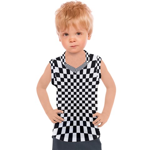 Illusion Checkerboard Black And White Pattern Kids  Sport Tank Top by Zezheshop