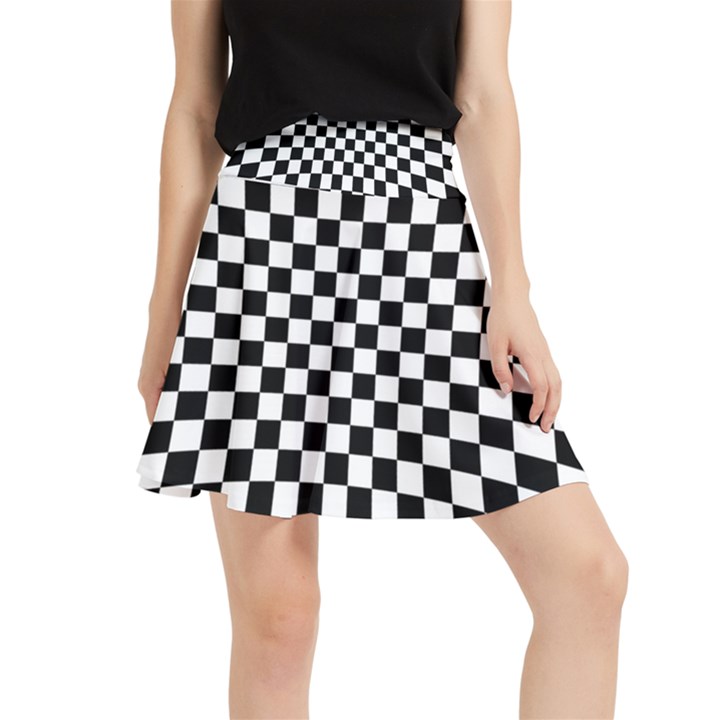 Illusion Checkerboard Black And White Pattern Waistband Skirt