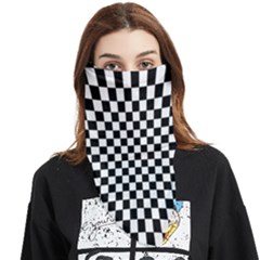 Illusion Checkerboard Black And White Pattern Face Covering Bandana (triangle) by Zezheshop