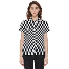 Illusion Checkerboard Black And White Pattern Short Sleeve Pocket Shirt