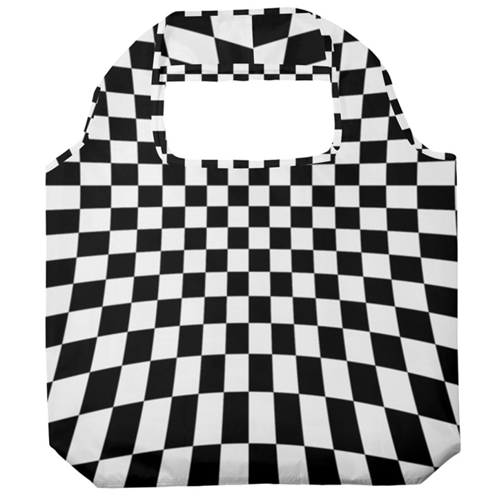 Illusion Checkerboard Black And White Pattern Foldable Grocery Recycle Bag