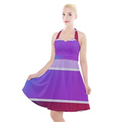 Pattern Banner Set Dot Abstract Halter Party Swing Dress 