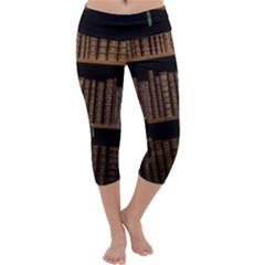 Books Covers Book Case Old Library Capri Yoga Leggings by Amaryn4rt