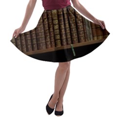 Books Covers Book Case Old Library A-line Skater Skirt by Amaryn4rt