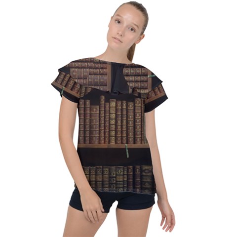 Books Covers Book Case Old Library Ruffle Collar Chiffon Blouse by Amaryn4rt