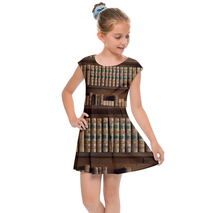 Books Bookcase Old Books Historical Kids  Cap Sleeve Dress