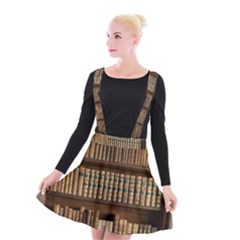 Books Bookcase Old Books Historical Suspender Skater Skirt by Amaryn4rt