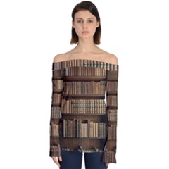 Books Bookcase Old Books Historical Off Shoulder Long Sleeve Top by Amaryn4rt