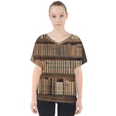 Books Bookcase Old Books Historical V-neck Dolman Drape Top by Amaryn4rt