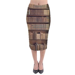 Books Bookcase Old Books Historical Velvet Midi Pencil Skirt by Amaryn4rt