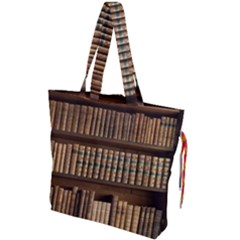 Books Bookcase Old Books Historical Drawstring Tote Bag by Amaryn4rt