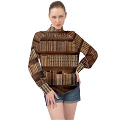 Books Bookcase Old Books Historical High Neck Long Sleeve Chiffon Top by Amaryn4rt