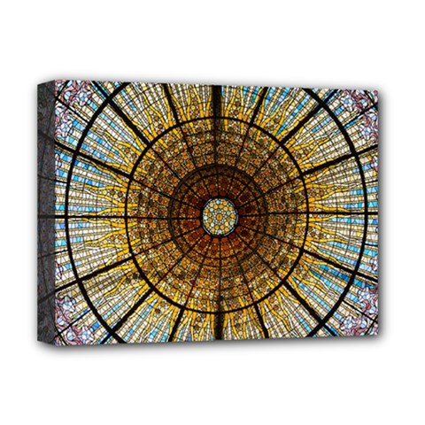 Barcelona Stained Glass Window Deluxe Canvas 16  X 12  (stretched)  by Amaryn4rt