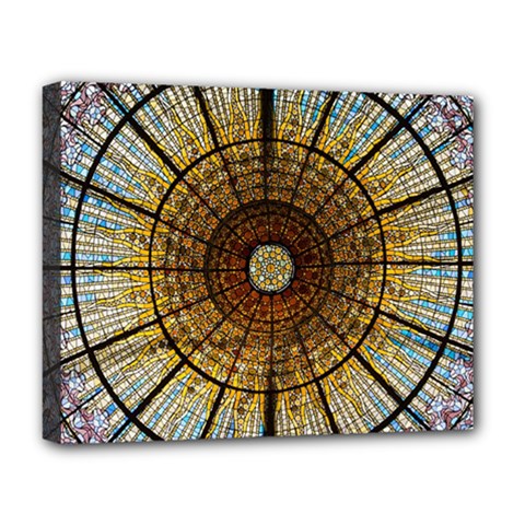 Barcelona Stained Glass Window Deluxe Canvas 20  X 16  (stretched) by Amaryn4rt