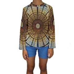 Barcelona Stained Glass Window Kids  Long Sleeve Swimwear by Amaryn4rt