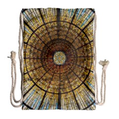 Barcelona Stained Glass Window Drawstring Bag (large) by Amaryn4rt