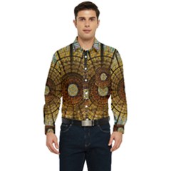 Barcelona Stained Glass Window Men s Long Sleeve Pocket Shirt  by Amaryn4rt