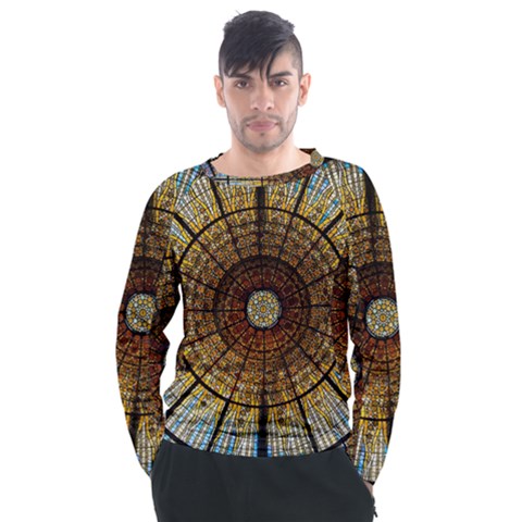 Barcelona Stained Glass Window Men s Long Sleeve Raglan Tee by Amaryn4rt