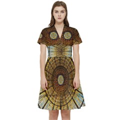 Barcelona Stained Glass Window Short Sleeve Waist Detail Dress by Amaryn4rt