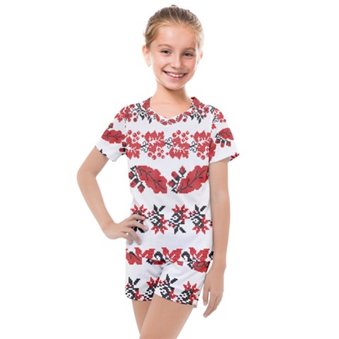 Vectors Ukraine Scheme Pattern Kit Kids  Mesh Tee And Shorts Set by Amaryn4rt