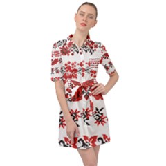 Vectors Ukraine Scheme Pattern Kit Belted Shirt Dress by Amaryn4rt