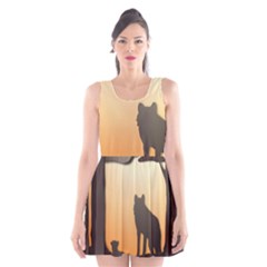 Vectors Painting Wolves Nature Forest Scoop Neck Skater Dress by Amaryn4rt