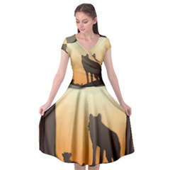 Vectors Painting Wolves Nature Forest Cap Sleeve Wrap Front Dress by Amaryn4rt