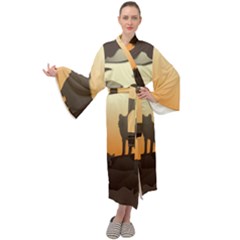 Vectors Painting Wolves Nature Forest Maxi Velour Kimono by Amaryn4rt