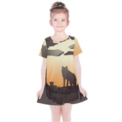 Vectors Painting Wolves Nature Forest Kids  Simple Cotton Dress by Amaryn4rt