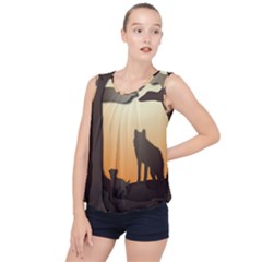 Vectors Painting Wolves Nature Forest Bubble Hem Chiffon Tank Top by Amaryn4rt