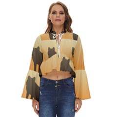 Vectors Painting Wolves Nature Forest Boho Long Bell Sleeve Top by Amaryn4rt