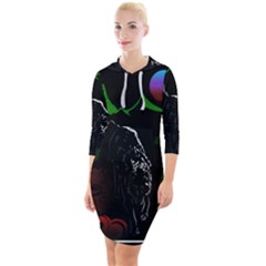 Nature Night Foliage Mountains Quarter Sleeve Hood Bodycon Dress by Amaryn4rt