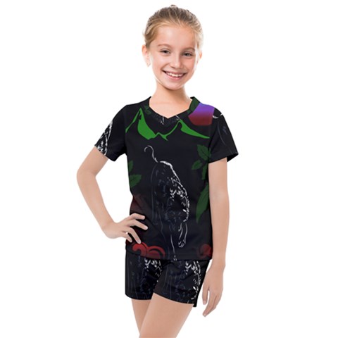 Nature Night Foliage Mountains Kids  Mesh Tee And Shorts Set by Amaryn4rt