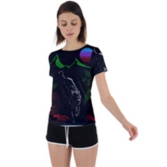 Nature Night Foliage Mountains Back Circle Cutout Sports Tee by Amaryn4rt