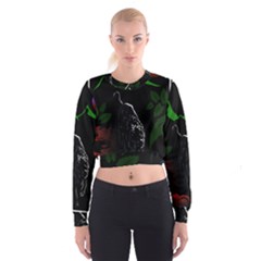 Nature Night Foliage Mountains Cropped Sweatshirt by Amaryn4rt