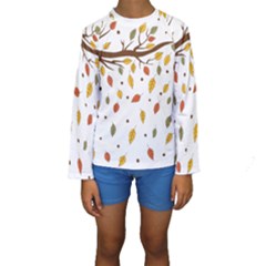 Autumn Isolated Blade Branch Kids  Long Sleeve Swimwear by Amaryn4rt