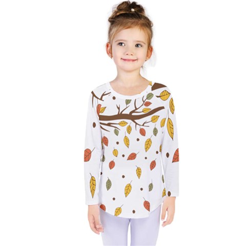 Autumn Isolated Blade Branch Kids  Long Sleeve Tee by Amaryn4rt