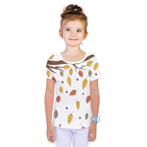 Autumn Isolated Blade Branch Kids  One Piece Tee by Amaryn4rt