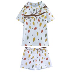 Autumn Isolated Blade Branch Kids  Swim Tee And Shorts Set by Amaryn4rt