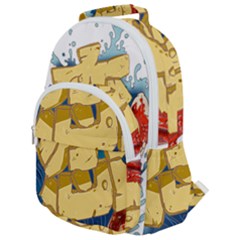 Wave Fish Koi Splash Character Rounded Multi Pocket Backpack by Amaryn4rt