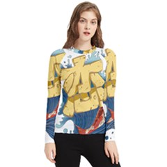 Wave Fish Koi Splash Character Women s Long Sleeve Rash Guard by Amaryn4rt