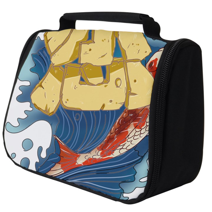 Wave Fish Koi Splash Character Full Print Travel Pouch (Big)