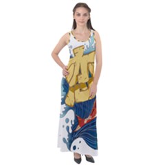 Wave Fish Koi Splash Character Sleeveless Velour Maxi Dress by Amaryn4rt