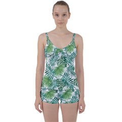 Leaves Background Wallpaper Pattern Tie Front Two Piece Tankini by Amaryn4rt