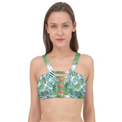 Leaves Background Wallpaper Pattern Cage Up Bikini Top by Amaryn4rt