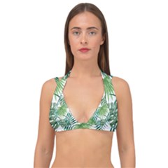 Leaves Background Wallpaper Pattern Double Strap Halter Bikini Top by Amaryn4rt